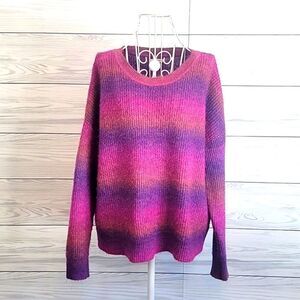 Maurices pullover sweater striped ombre purple & pink Women's Size L